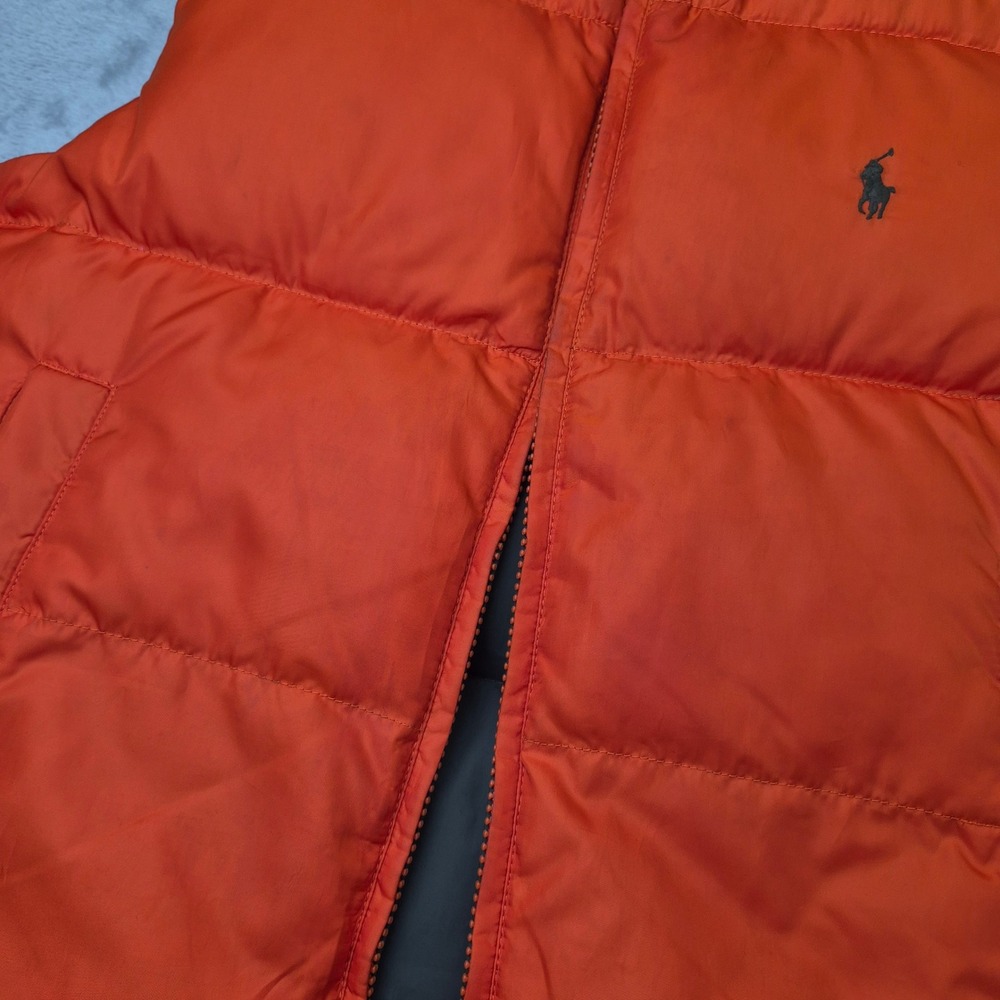 Polo Ralph Lauren Kids Reversible Down Puffer Vest Olive Orange Size S 8-10 - Picture 5 of 11